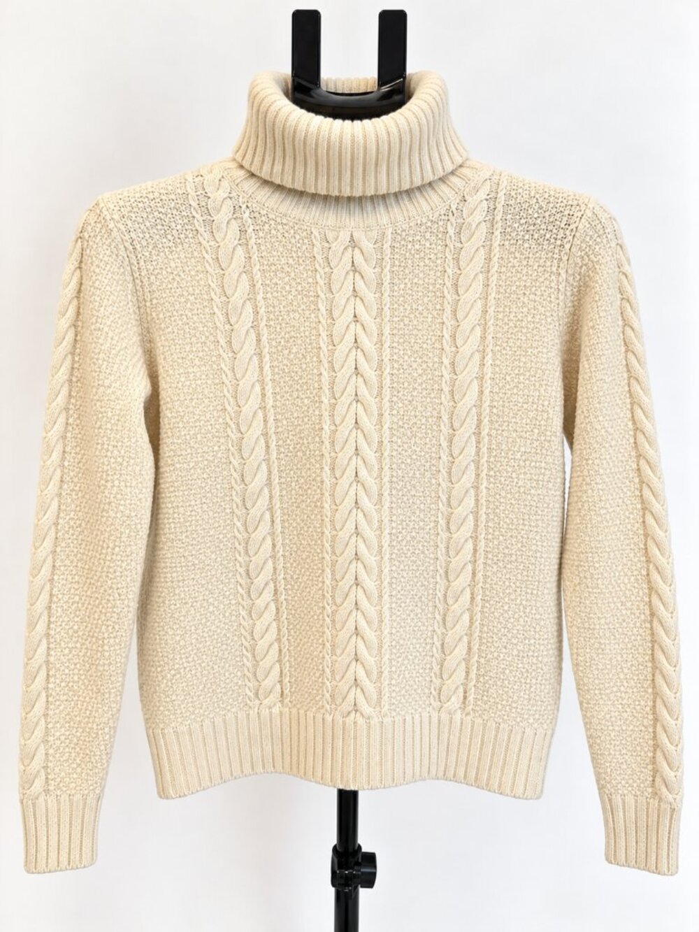 Cream Cable Knit Turtleneck Sweater
